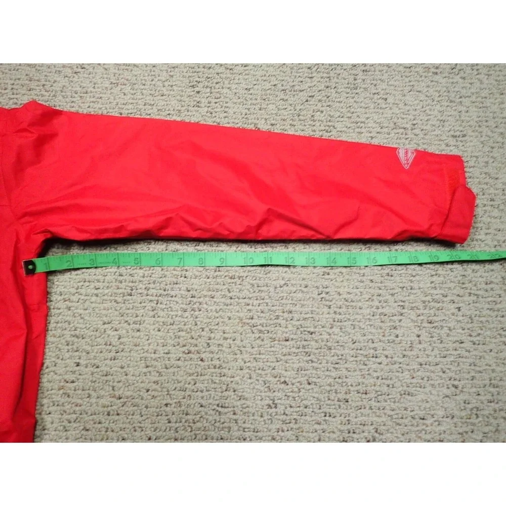 Columbia Rain Jacket Boys Large Red Excellent Packable Omni-Tech Waterproof Hood